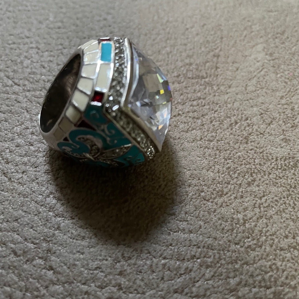 LAUREN G ADAMS STERLING SILVER 925 RING FLEUR DE LIS CZ CLEAR ENAMEL - Picture 6 of 14